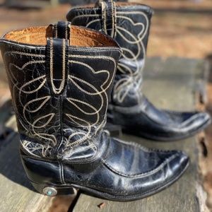 Vintage ACME Pointed Toe Black Western Boots Mens 10.5D  Reconditioning Project